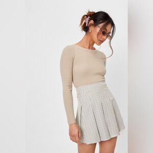 Nasty Gal Pleat Petite Check Mini Skirt